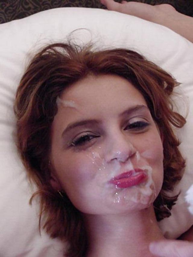 Beauty fun with sperm on the face 22 photo