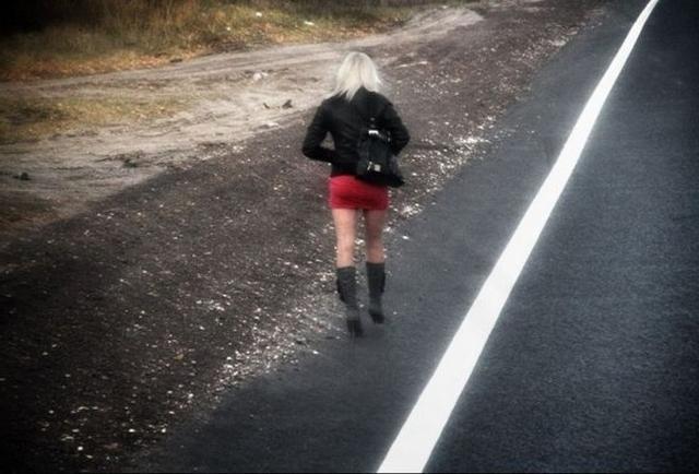 Long-legged prostitutes on the road 2 photo