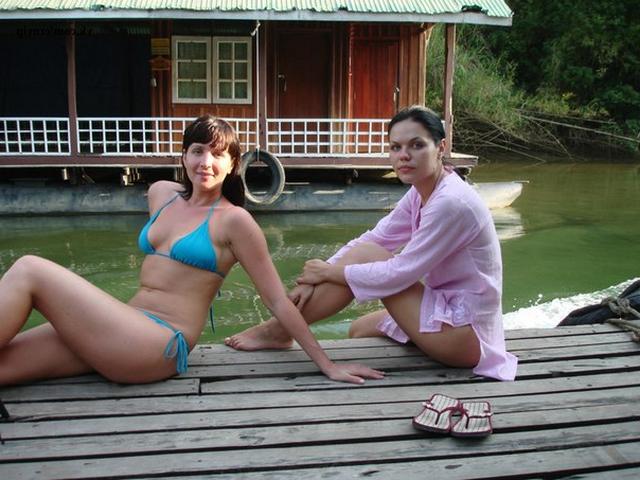 Two brunette lesbians perfect resting in Thailand 13 photo