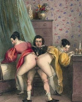 Retro pictures of pornographic nature with a perverse postures