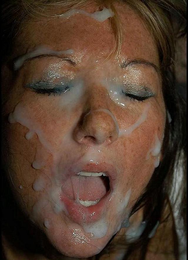 Dense sperm splatter on cute face 3 photo